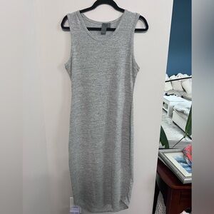 Quinn Gray Sleeveless Sheath Midi Dress, Size L